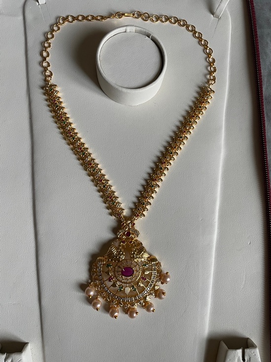Jewelry - Gold-Tone Pink Stone Pendant Necklace - Women Jewelry
